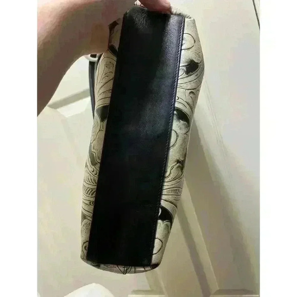 Berge Floral Leather Tooled Bag/Purse Tan Black - Picture 9 of 11